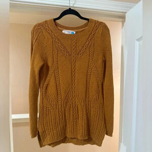 Anthropologie SPARROW‎ Cable Print Mustard Yellow Tunic Sweater. Size Medium.